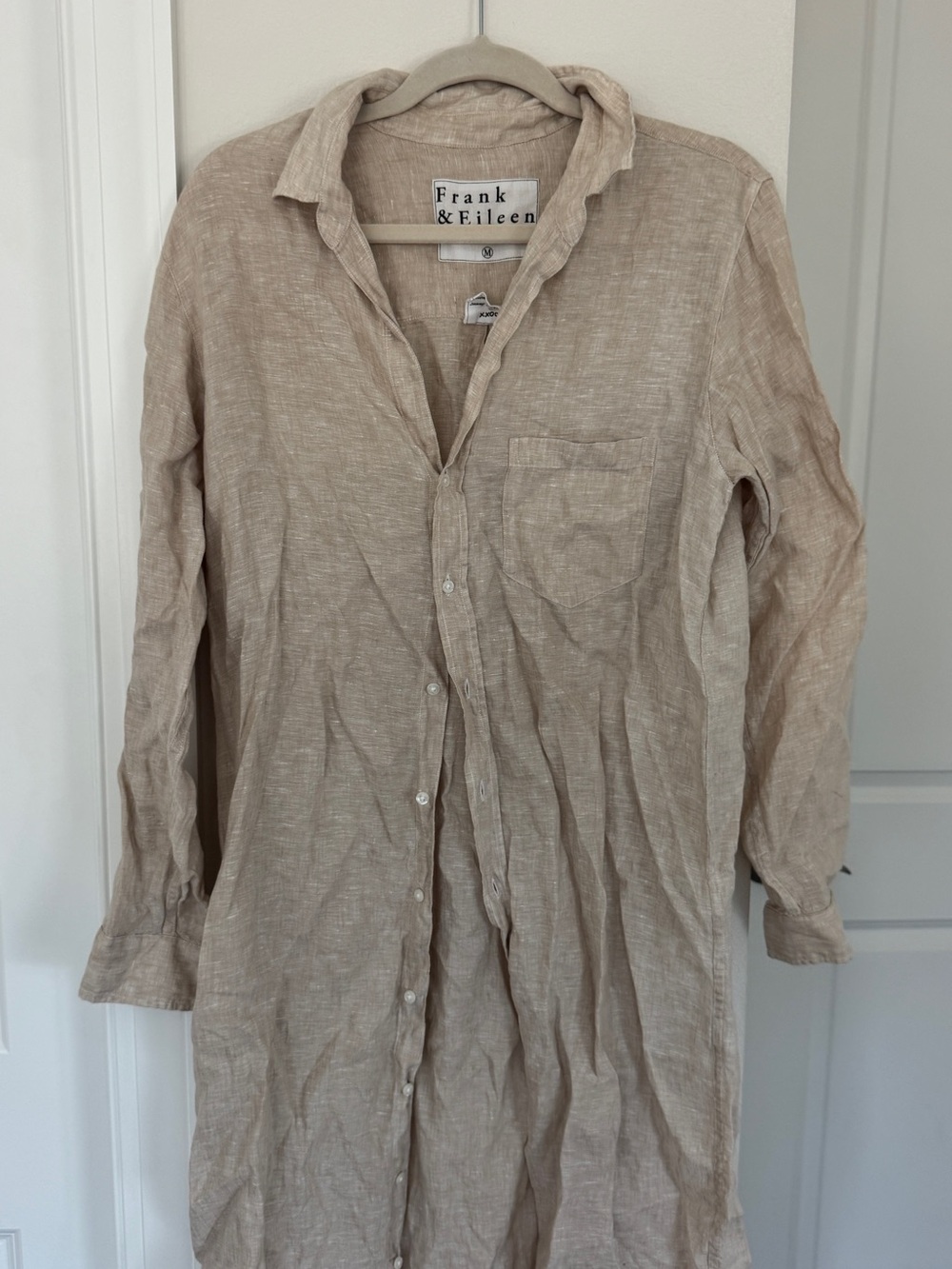 Frank & Eileen Natural Beige Linen Button-Up